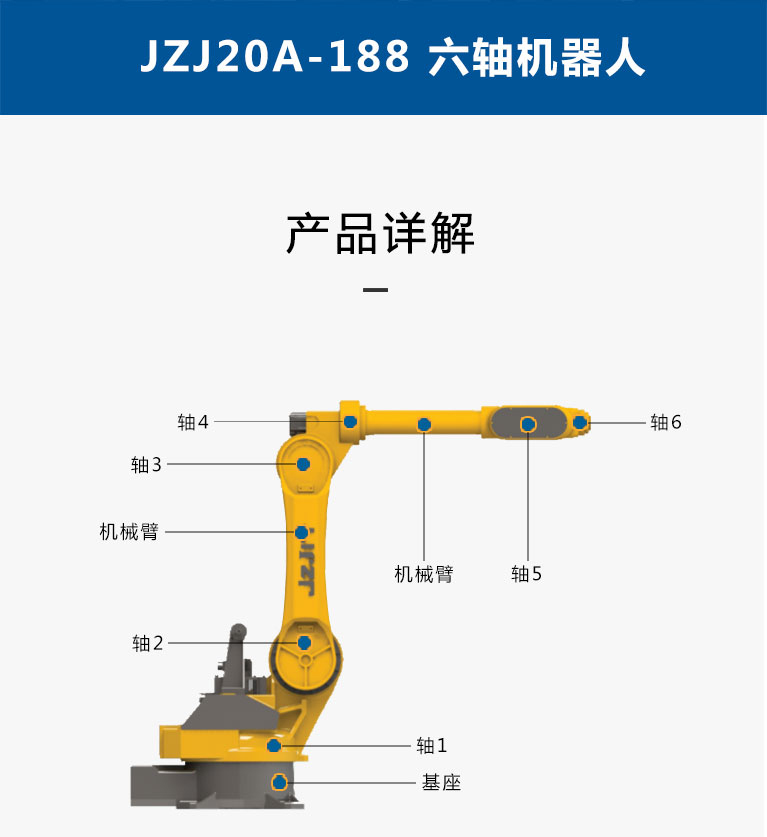 九众九机器人有限公司JZJ20A-188 20Kg搬运机械手 六轴上下料机器人